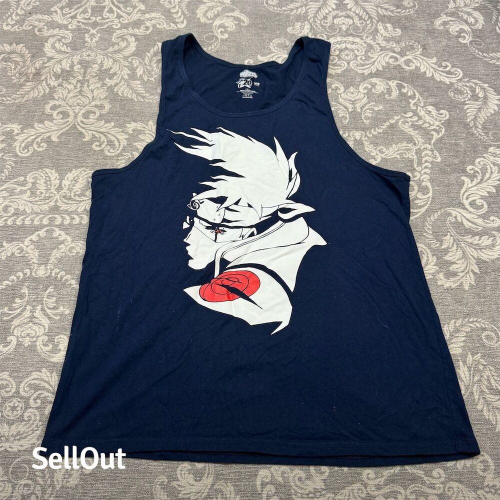Naruto Shippuden Kakashi 20th Anniversary Tank Top Blue Unisex XL